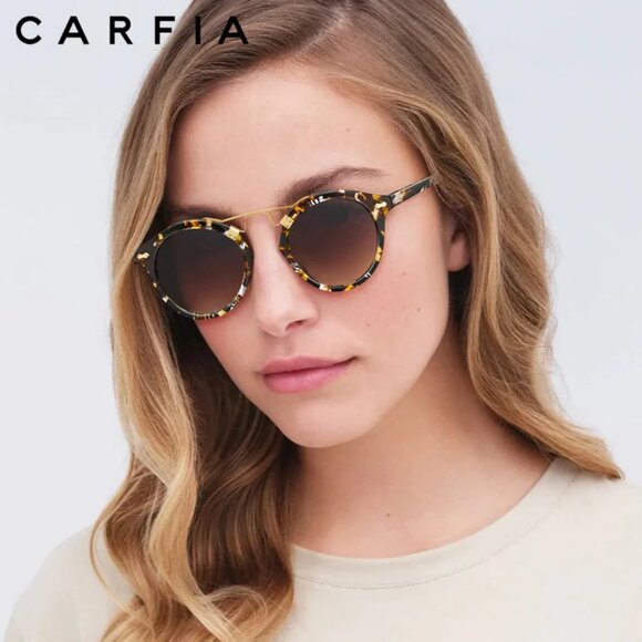 Carfia Avon Park-Amber Blaze CA5395 Sunglasses Tortoise Round Trendy Polarized. - Picture 2 of 10